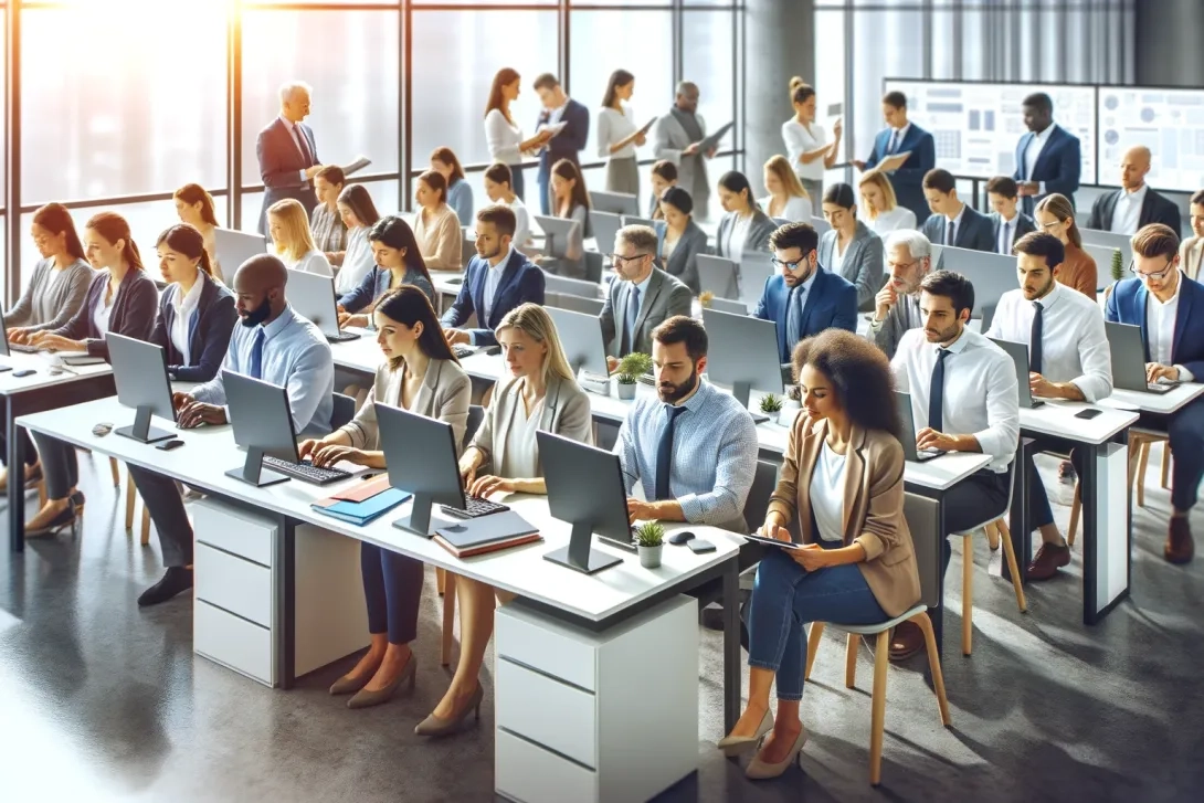empleados en oficina